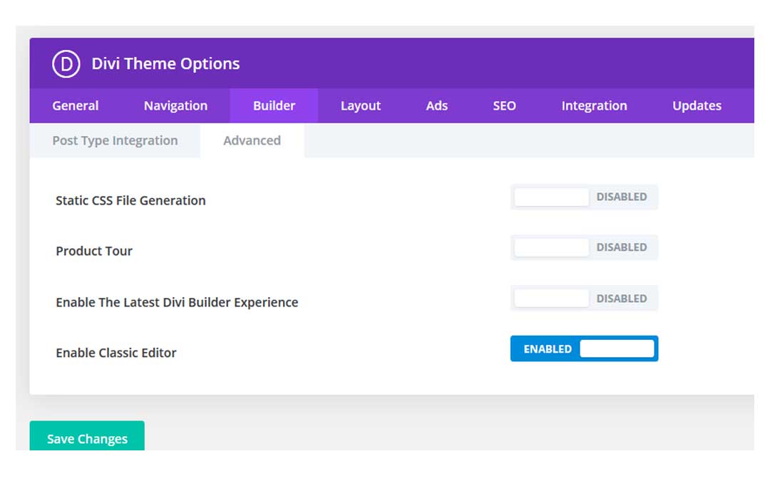 Enabling Classic Editor in Divi