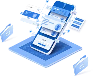 User data, marketing research tool. Activity rating system. Set rating star. Verification of user data. Feedback form of the client. Data transmission and protection. Isometric vector illustration
