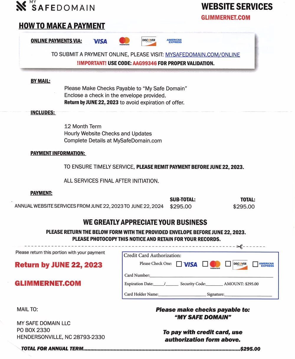 Is MySafeDomain a Scam? Payment Request Letter Breakdown
