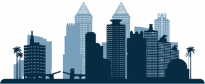 Miami skyline silhouette used to represent managed WordPress hosting in Miami.