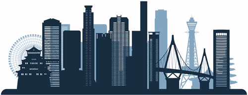 Managed WordPress Hosting in Osaka—stylized skyline representing Glimmernet’s high-performance hosting in western Japan.