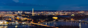 Skyline of Washington DC at night, representing managed WordPress hosting in Washington DC with secure, high-performance infrastructure.