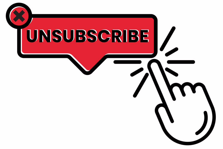 Unsubscribe from Google Group Hand clicking an unsubscribe button to leave an unwanted Google Group